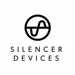 Silencer Devices logo is a stylized waveform graphic in a circle